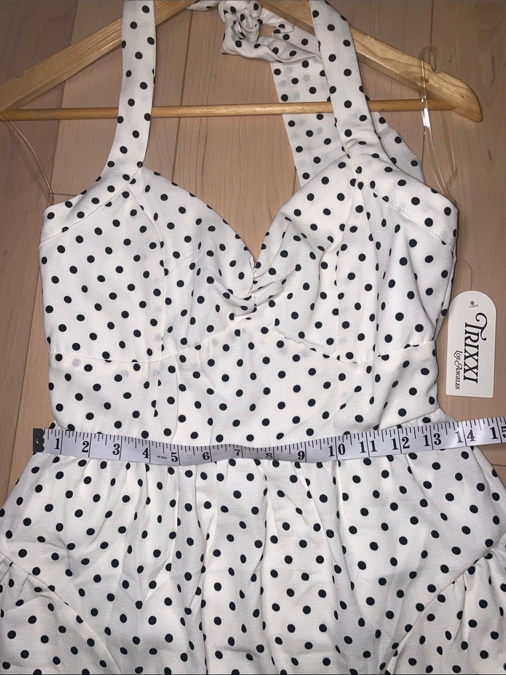 NWT - TRIXXI Mini Dress White & Black Polka Dot Halter Luxury Stylish Trendy - Picture 5 of 10
